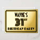 [ Thumbnail: 31st Birthday Party — Art Deco Style “31” & Name Invitation ]