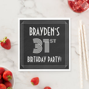 31st Birthday Party: Art Deco Style + Custom Name Napkins