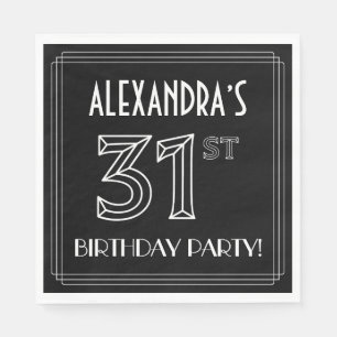 31st Birthday Party: Art Deco Style + Custom Name Napkins