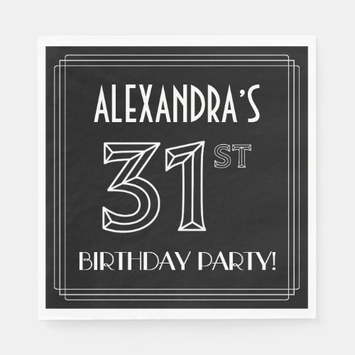 31st Birthday Party Art Deco Style  Custom Name Napkins