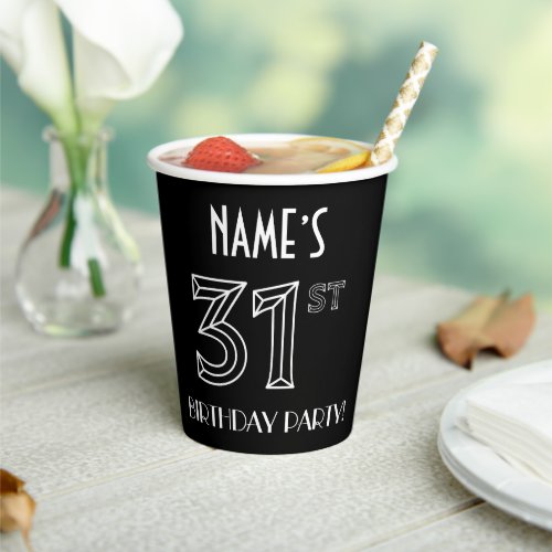 31st Birthday Party Art Deco Style  Custom Name Paper Cups