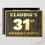 [ Thumbnail: 31st Birthday Party: Bold, Faux Wood Grain Pattern Invitation ]