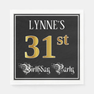 31st Birthday Party — Fancy Script, Faux Gold Look Napkins