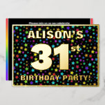 [ Thumbnail: 31st Birthday Party — Fun, Colorful Stars Pattern Invitation ]