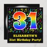 [ Thumbnail: 31st Birthday Party: Fun Music Symbols, Rainbow 31 Invitation ]