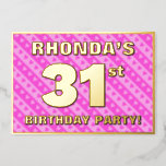 [ Thumbnail: 31st Birthday Party — Fun Pink Hearts and Stripes Invitation ]
