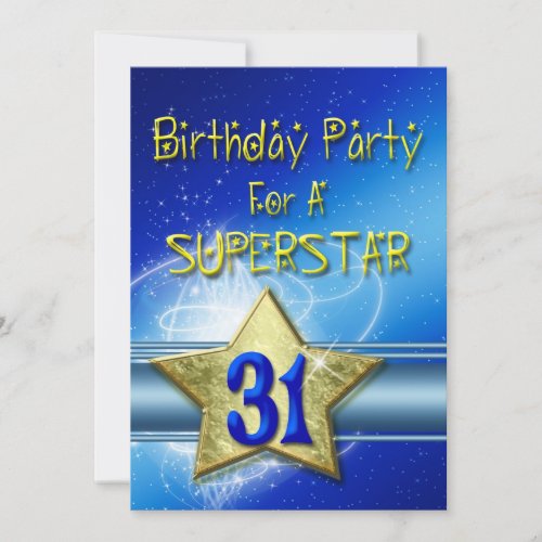 31st Birthday party Invitation for a Superstar