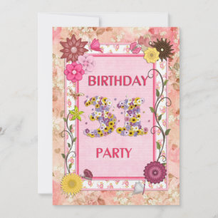 31st birthday party invitation with floral frame
