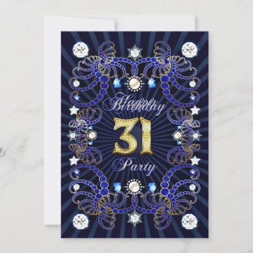 31st birthday party invite with masses of jewels