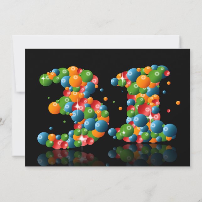 31st Birthday party, with bubbles and balls Invitation (Front)