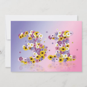 31st Birthday party, with flowered letters Invitation