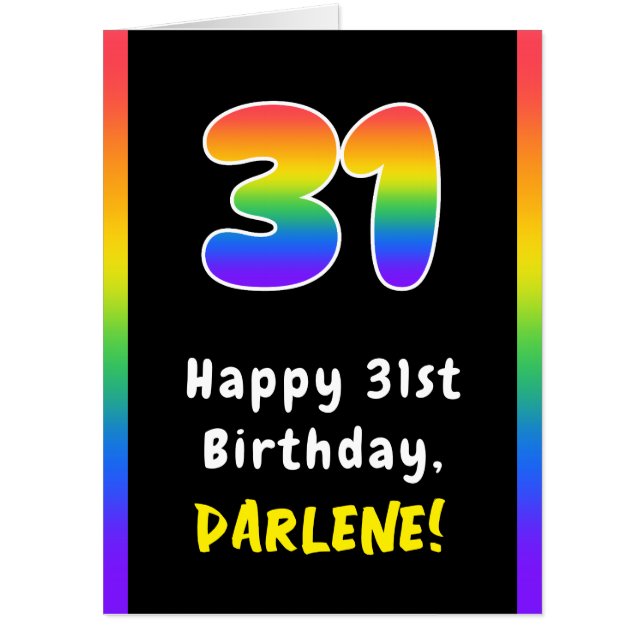 31st Birthday: Rainbow Spectrum # 31, Custom Name Card (Front)