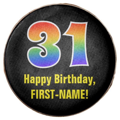 31st Birthday _ Rainbow Spectrum Pattern Number 31 Chocolate Covered Oreo