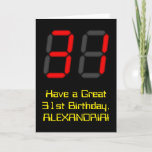 [ Thumbnail: 31st Birthday: Red Digital Clock Style "31" + Name Card ]