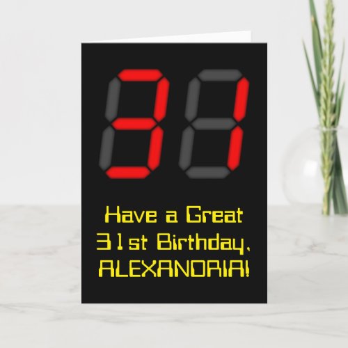 31st Birthday Red Digital Clock Style 31  Name Card