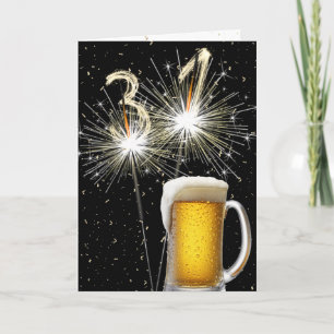 31st Birthday Sparklers With Beer Mug Card