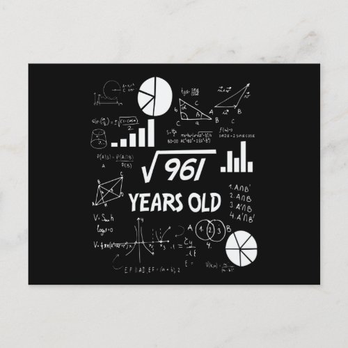 31st Birthday Square Root Math 31 Years Old Bday Postcard