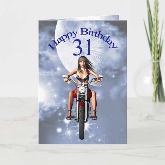 31st birthday with a biker girl card (Front)
