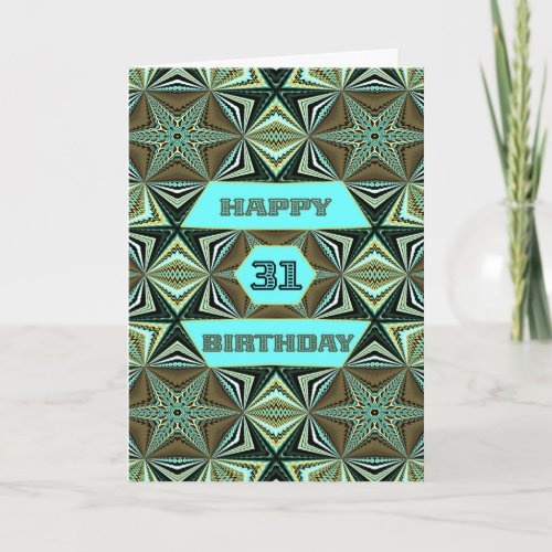 31st Birthday with Green Abstract Design Card