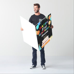 31st Happy Birthday Cake Black Extra Large Jumbo Card