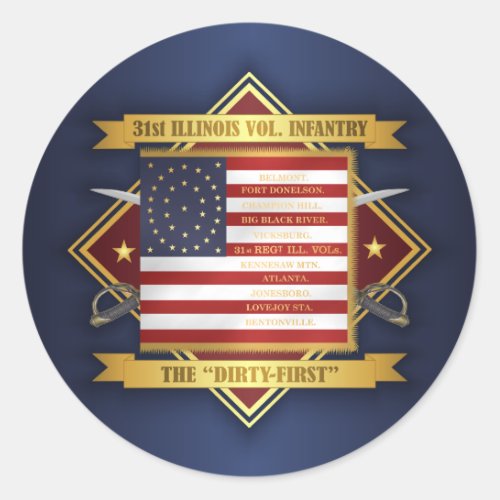31st Illinois Volunteer Infantry Classic Round Sticker