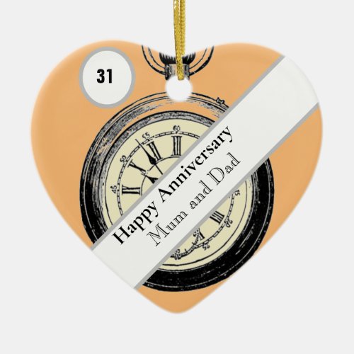 31st Wedding Anniversary Ceramic Ornament