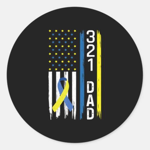 321 Dad Down Syndrome Support Awareness  Classic Round Sticker