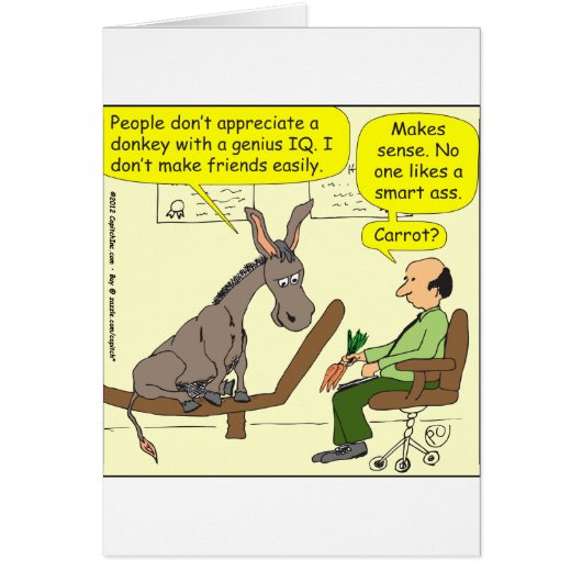 321 donkey genius smart a$$ color cartoon cards (Front)