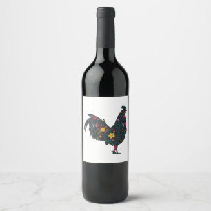 321 Farmer son country gift funny music chicken Wine Label