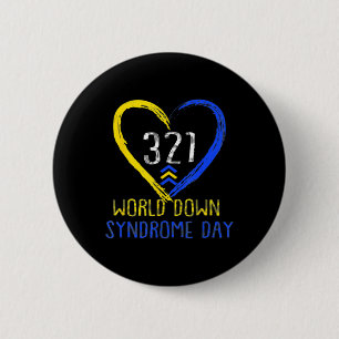 321 World Down Syndrome Day Three Arrows Men Women Button