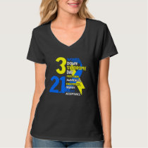 321 World Down Syndrome Day Trisomy 21 Blue and Ye T-Shirt
