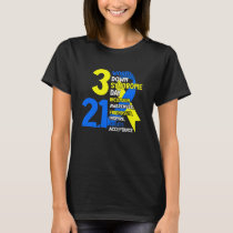 321 World Down Syndrome Day Trisomy 21 Blue and Ye T-Shirt