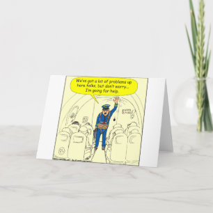 324 Airline pilot going for help color cartoon Card