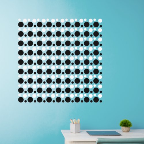 324 Black  White Polka Dots in 3 sizes on 36 sq Wall Decal