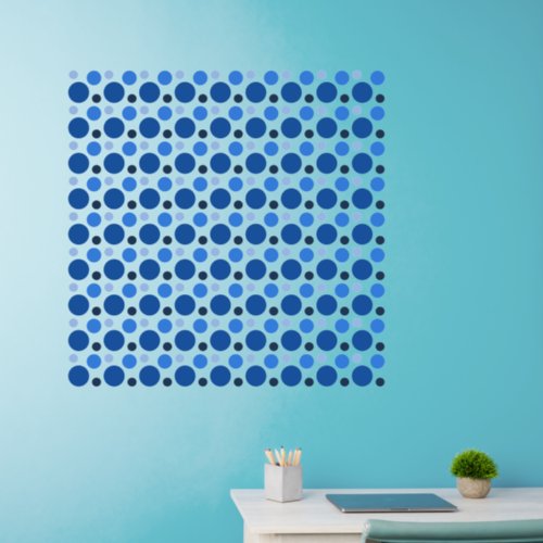 324  Blue 4 shades Polka Dots in 3 sizes 36 sq Wall Decal
