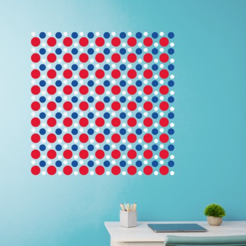 324  Red White  Blue Polka Dots in 3 sizes 36sq Wall Decal