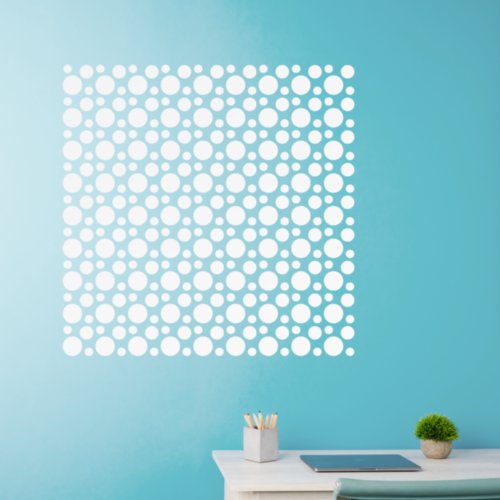 324 White Polka Dots in 3 sizes on 36 sq  Wall Decal