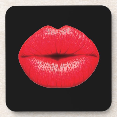 327493 RED SMOOCH LIPS KISS MAKEUP BEAUTY LOVE FAS DRINK COASTER