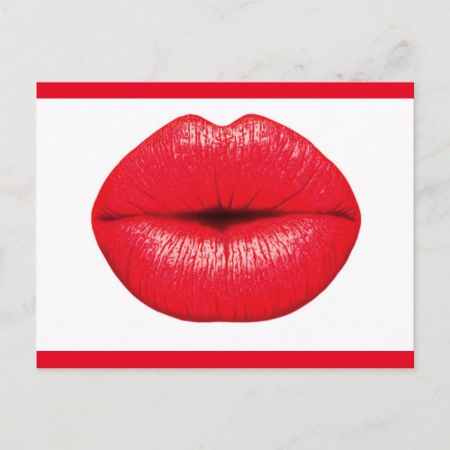 327493 RED SMOOCH LIPS KISS MAKEUP BEAUTY LOVE FAS POSTCARD