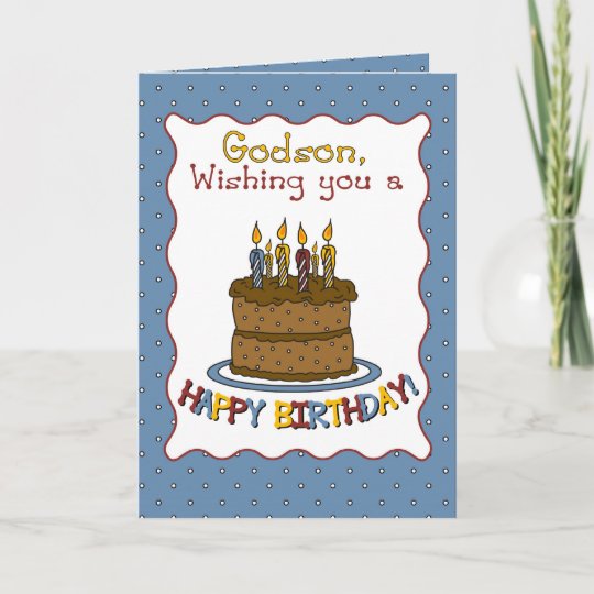 3292 Godson Birthday Cake Card | Zazzle.com