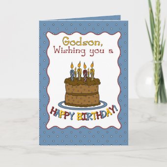 3292 Godson Birthday Cake Card | Zazzle