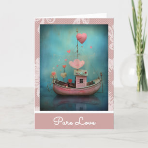 *~* 32 AP51  Love Boat Hearts Romantic Valentine Holiday Card
