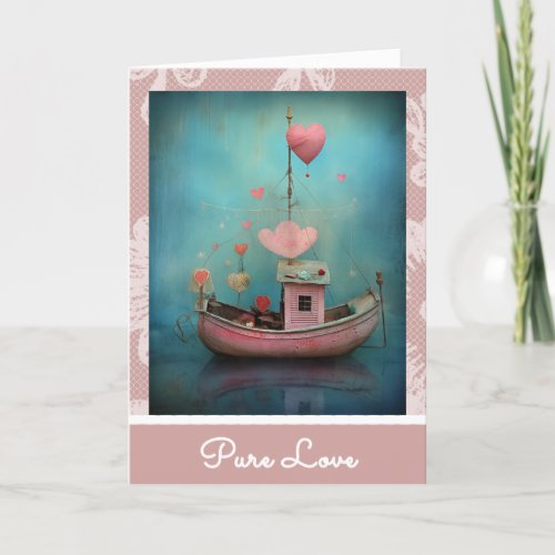 *~* 32 AP51  Love Boat Hearts Romantic Valentine Holiday Card