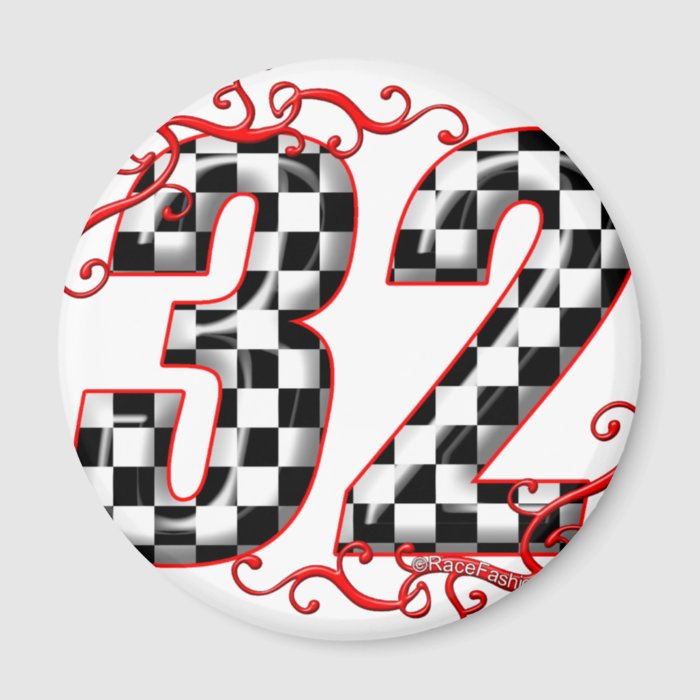 32 auto racing number fridge magnet