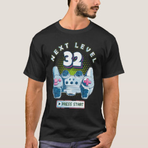 32 Birthday Gamer Next Level 32 Gaming Controller  T-Shirt