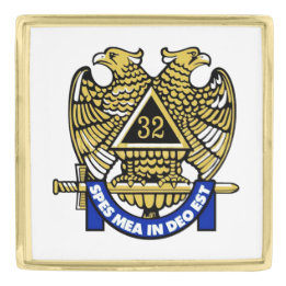 32 Degree Mason T-Shirt Cufflinks Gold Finish Lapel Pin