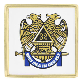 32 Degree Mason T-Shirt Cufflinks Gold Finish Lapel Pin
