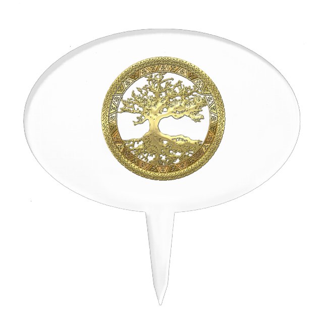 [32] Golden Celtic Tree of Life Cake Topper (Front)