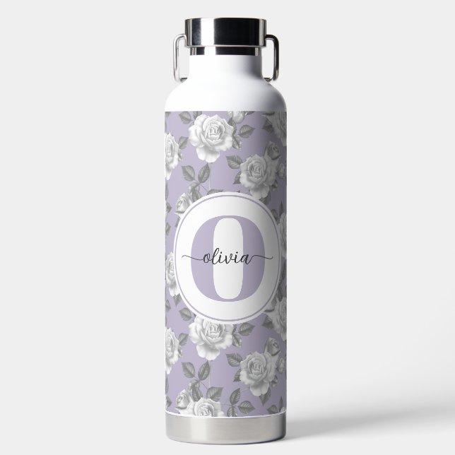 32 oz. Rose Garden Monogram Lavender Water Bottle (Front)