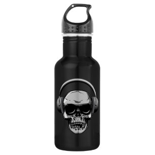32 oz  Skull with Sunglasses & Headphones Stainless Steel Water Bottle